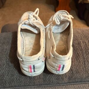 Roxy Cream Canvas Flats with Pink and Blue Accents